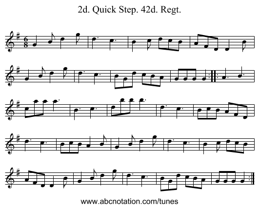 2d. Quick Step. 42d. Regt. - staff notation