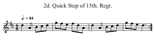 2d. Quick Step of 15th. Regt. - staff notation