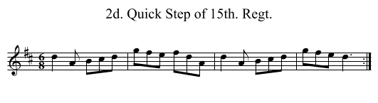 2d. Quick Step of 15th. Regt. - staff notation