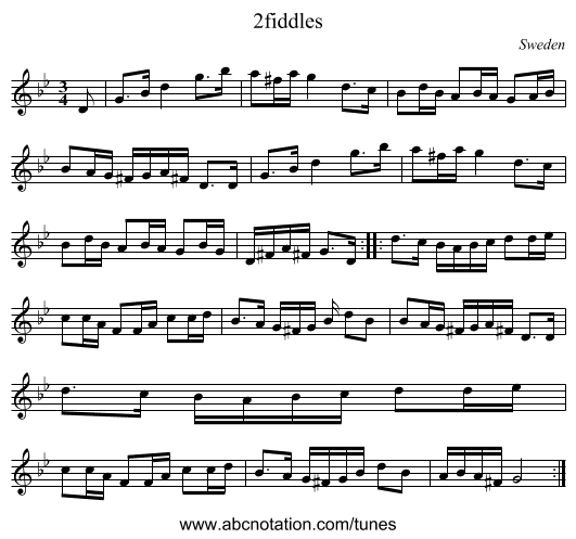 2fiddles - staff notation