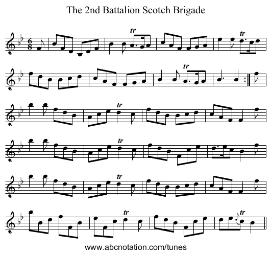 2nd Battalion Scotch Brigade, The - staff notation
