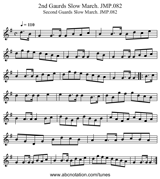 2nd Gaurds Slow March. JMP.082 - staff notation