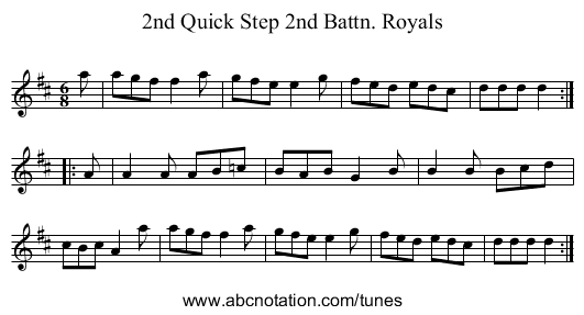 2nd Quick Step 2nd Battn. Royals - staff notation