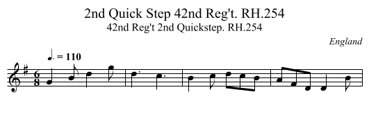 2nd Quick Step 42nd Reg't. RH.254 - staff notation
