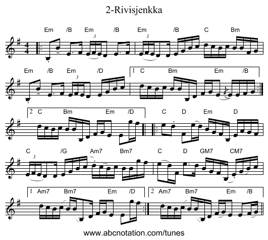 2-Rivisjenkka - staff notation