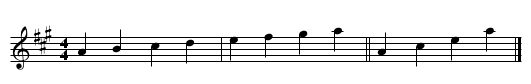 3. A Major - staff notation