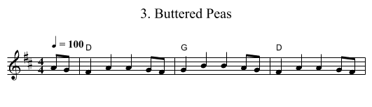 3. Buttered Peas - staff notation