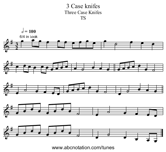 3 Case knifes - staff notation