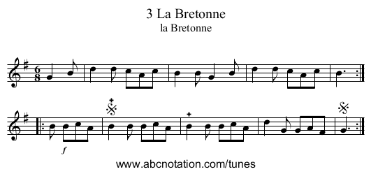3 La Bretonne - staff notation