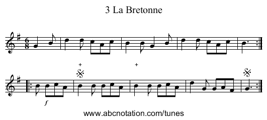 3 La Bretonne - staff notation