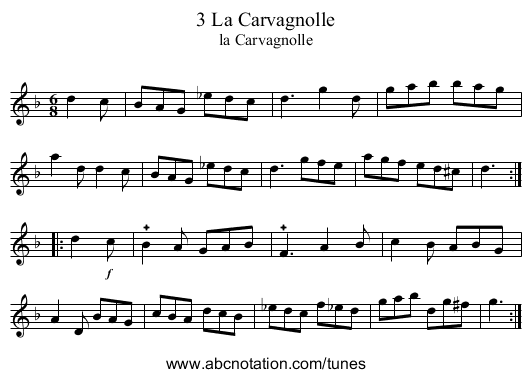 3 La Carvagnolle - staff notation