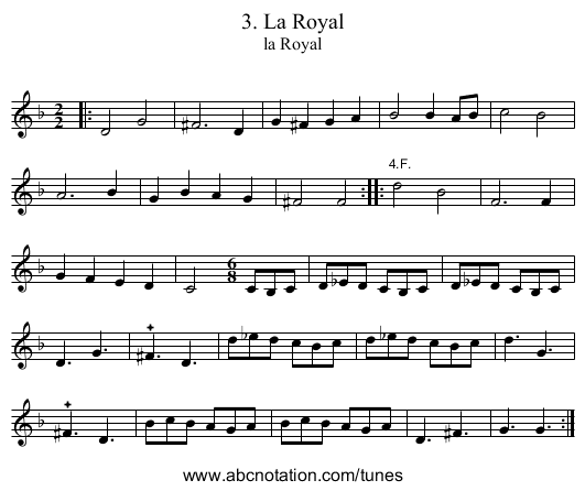 3. La Royal - staff notation