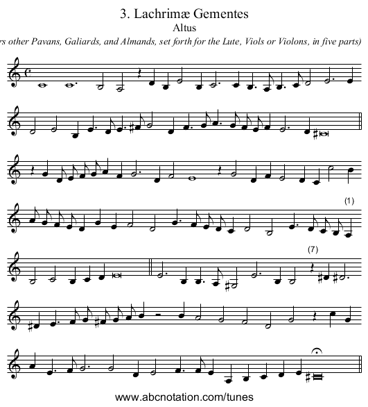 3. Lachrim&aelig; Gementes - staff notation