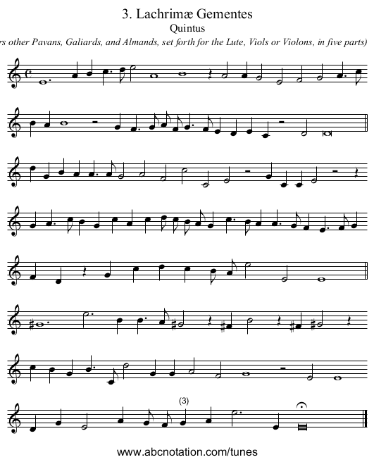 3. Lachrim&aelig; Gementes - staff notation