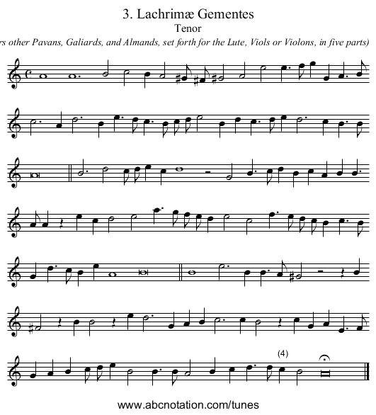 3. Lachrim&aelig; Gementes - staff notation