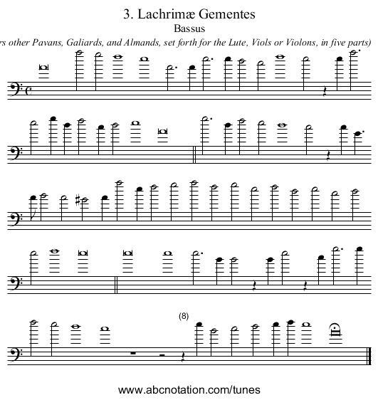 3. Lachrim&aelig; Gementes - staff notation