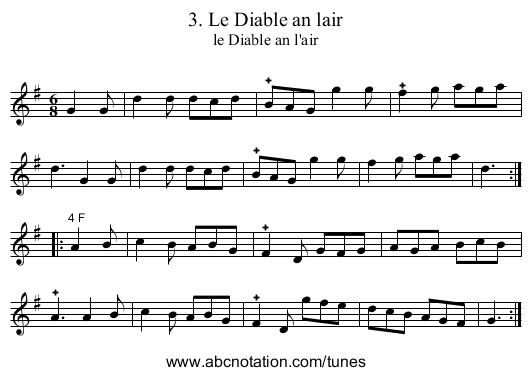 3. Le Diable an lair - staff notation