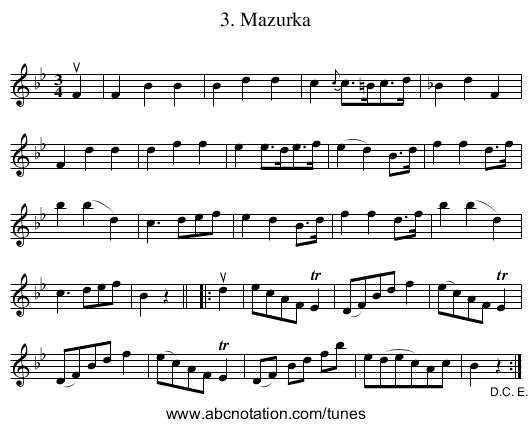 3. Mazurka - staff notation