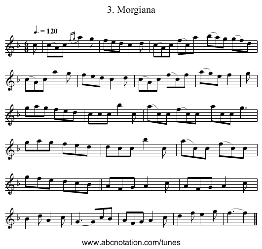 3. Morgiana - staff notation