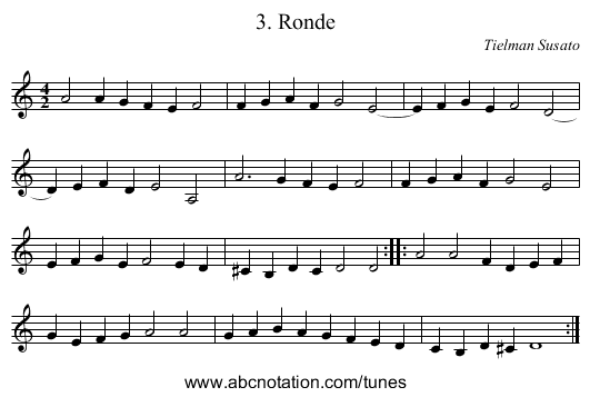 3. Ronde - staff notation