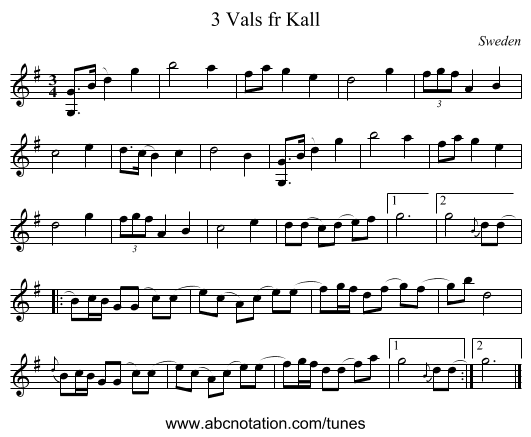 3 Vals fr Kall - staff notation