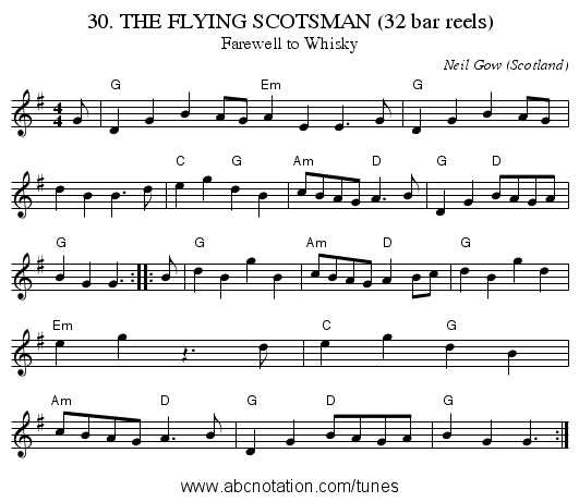 30. THE FLYING SCOTSMAN (32 bar reels) - staff notation