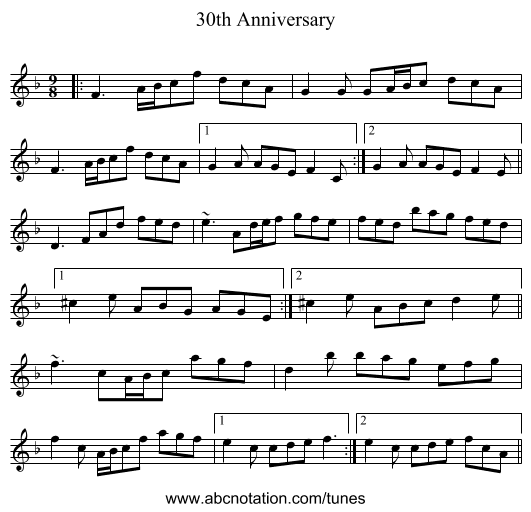 30th Anniversary - staff notation