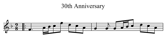 30th Anniversary - staff notation