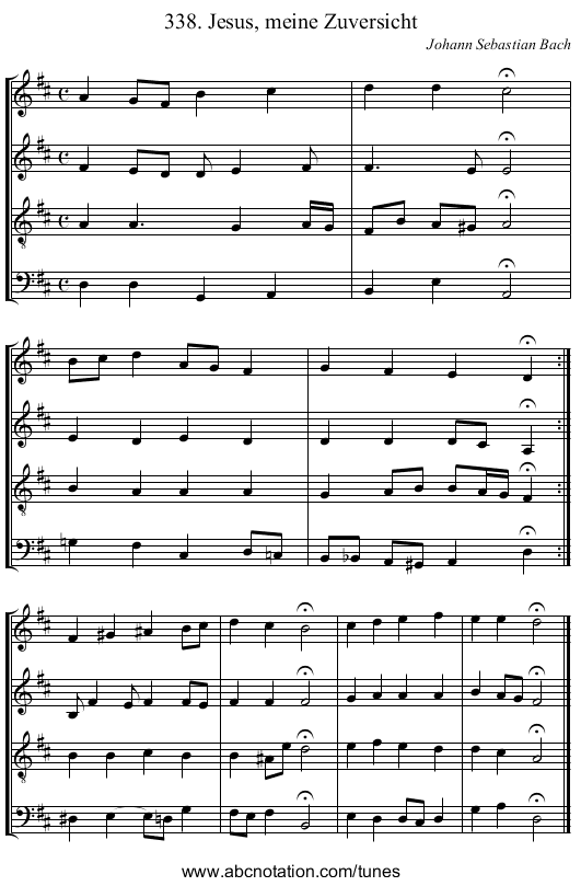 338. Jesus, meine Zuversicht - staff notation