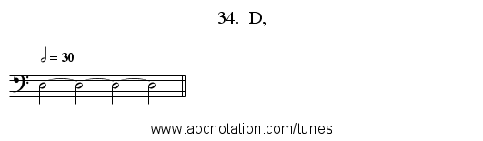34. D, - staff notation