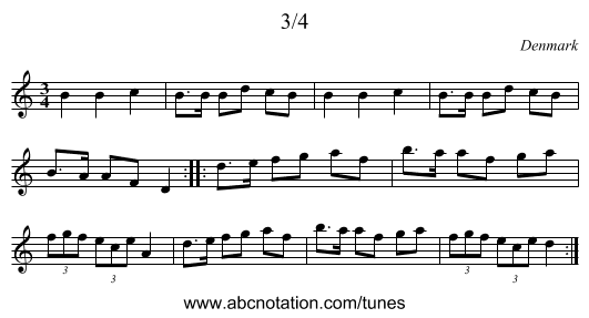 3/4 - staff notation