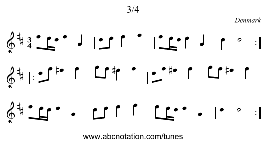 3/4 - staff notation