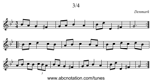 3/4 - staff notation