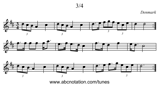 3/4 - staff notation