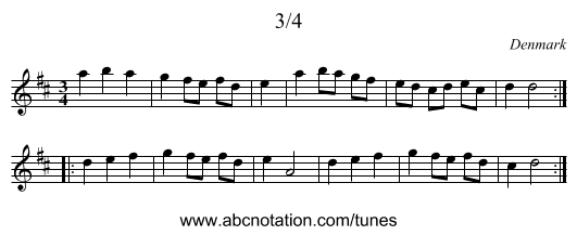 3/4 - staff notation
