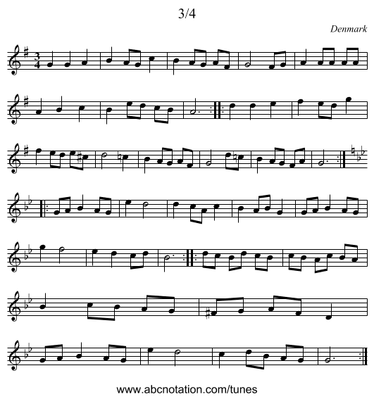 3/4 - staff notation