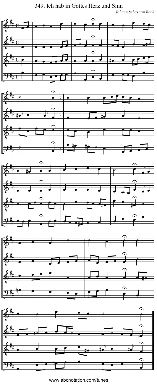349. Ich hab in Gottes Herz und Sinn - staff notation