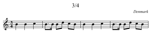 3/4 - staff notation
