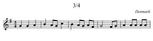 3/4 - staff notation