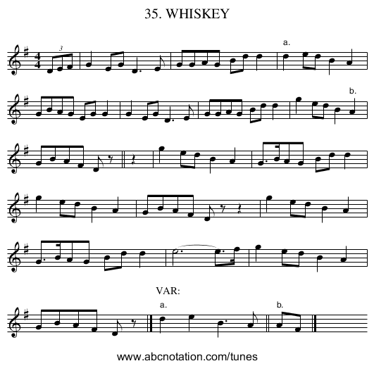 35. WHISKEY - staff notation