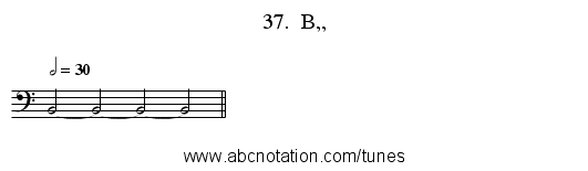 37.  B,, - staff notation