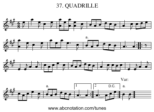 37. QUADRILLE - staff notation