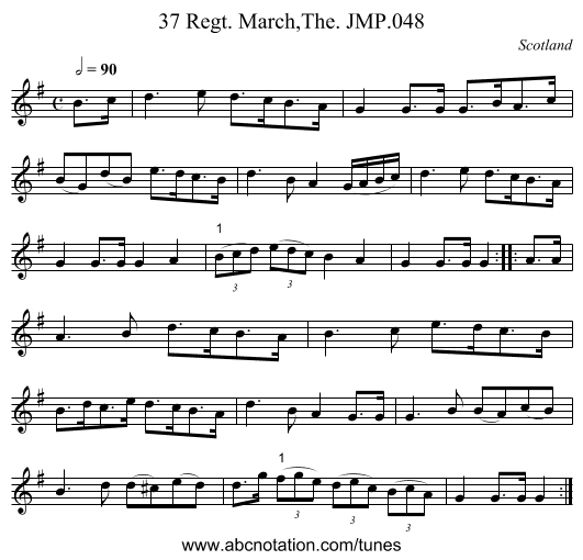 37 Regt. March,The. JMP.048 - staff notation
