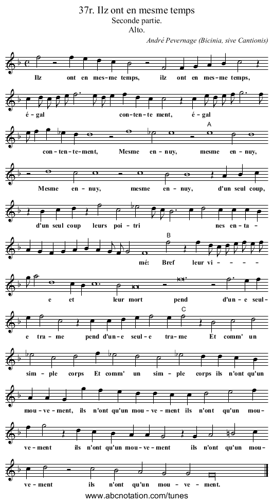 37r. Ilz ont en mesme temps - staff notation