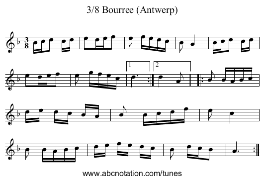 3/8 Bourree (Antwerp) - staff notation