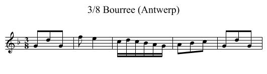 3/8 Bourree (Antwerp) - staff notation
