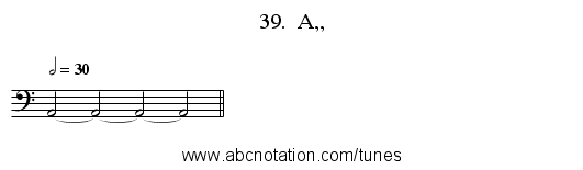 39.  A,, - staff notation