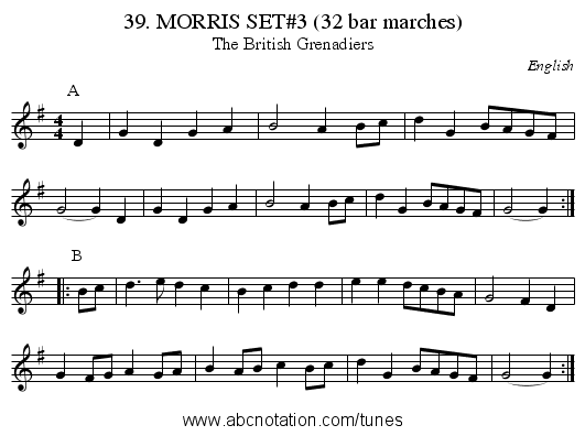 39. MORRIS SET#3 (32 bar marches) - staff notation