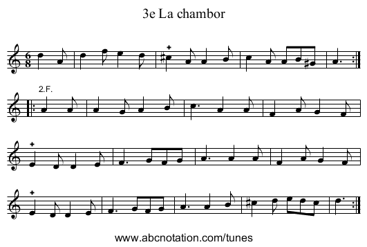 3e La chambor - staff notation