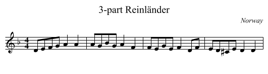 3-part Reinländer - staff notation
